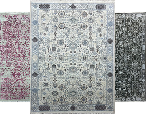 A transitional rug blending modern and traditional elements