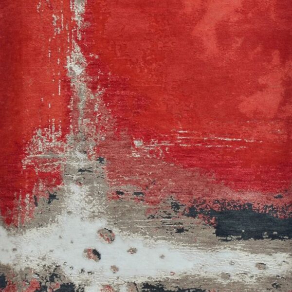 3745-Red Runner Hand Knotted Rug