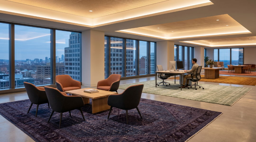 From Cubicles to "Mood Zones": How Premium Rugs Define the 2026 Hybrid Office