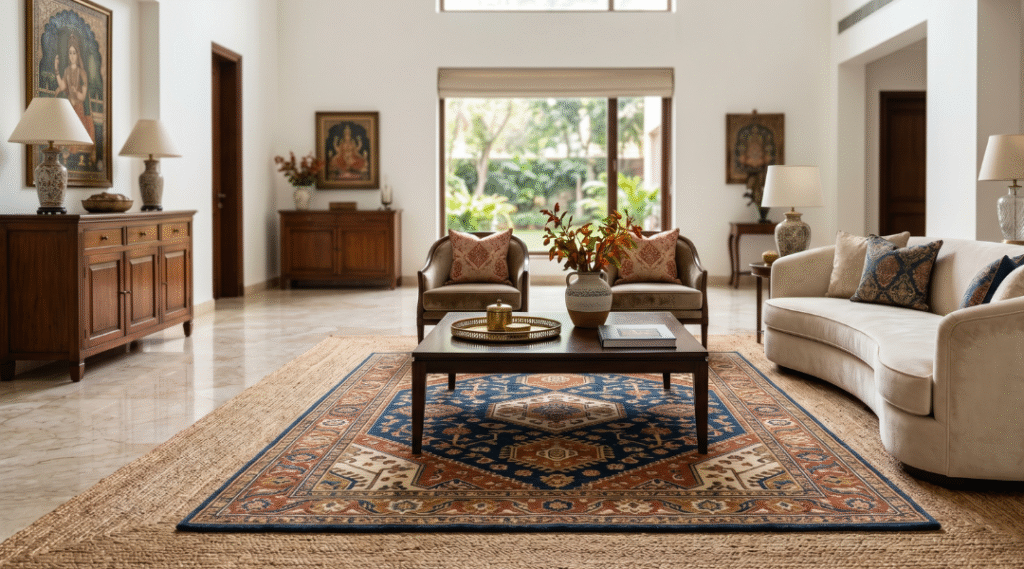 The 5 Rules of Layering Rugs A Masterclass for Large Indian Living Rooms