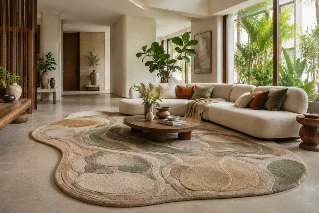 Beyond the Rectangle: How Biophilic and Organic Rug Shapes Are Defining Modern Indian Homes