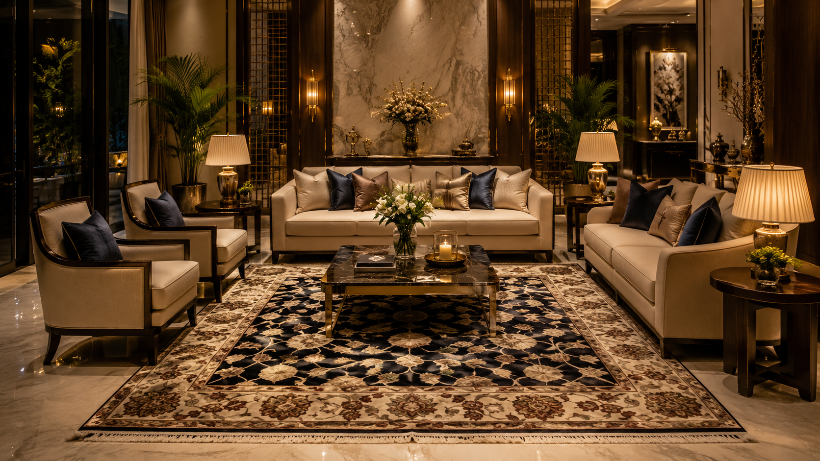 Handcrafted traditional rug in a sophisticated bedroom setting