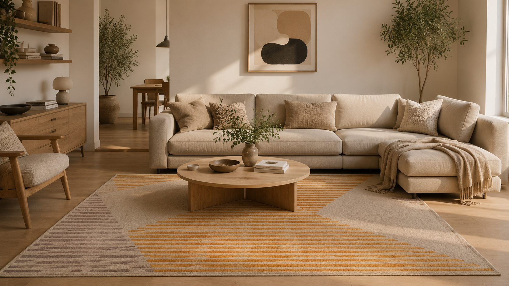 Premium rug displayed in a modern minimalist space